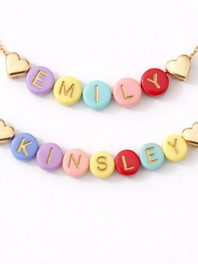 Personalized Kids' Name Bead Necklace - Pastel Multicolor
